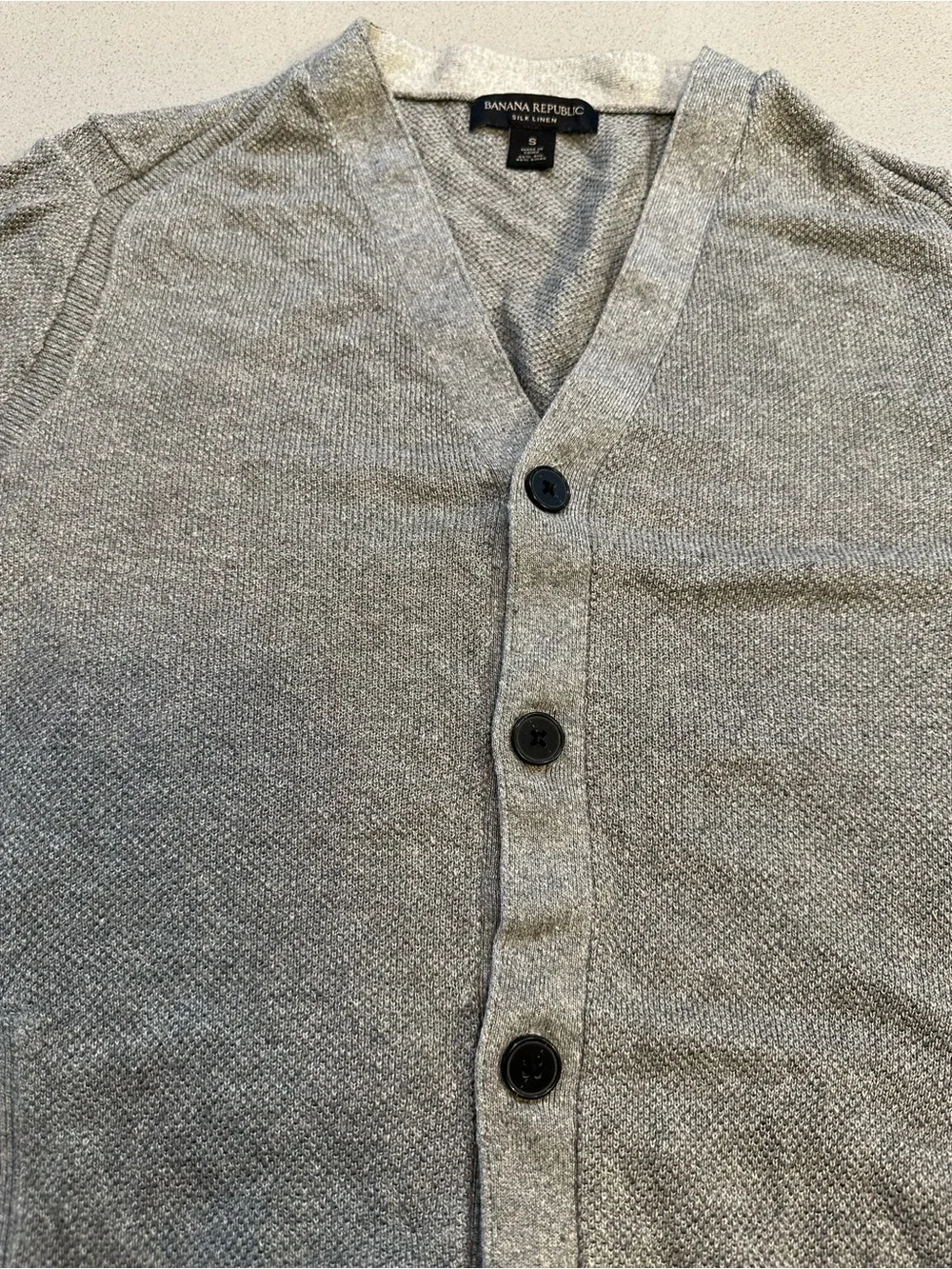Banana Republic Light Gray V-Neck Button Cardigan